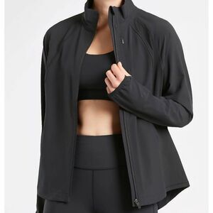 Athleta Jacket Women's Medium Black Run With It Zip Athletic UPF 50 Lightweight